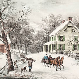 American Homestead, Winter by Currier and Ives