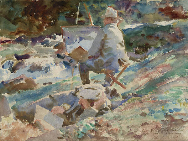 Wall Art - Drawing - An Artist at His Easel #2 by John Singer Sargent