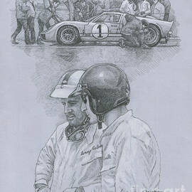 1966 Le Mans 24 Ford GT40 MKII Ken Miles with Denny Hulme during the Pit Stop by Yuriy Shevchuk