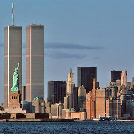 1980s Statue Of Liberty And Twin Towers by Vintage Images