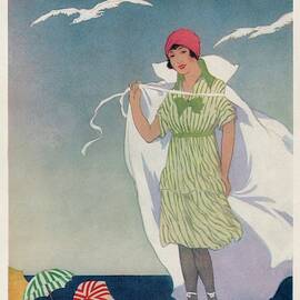 A Vogue Cover Of A Woman On A Beach by Helen Dryden