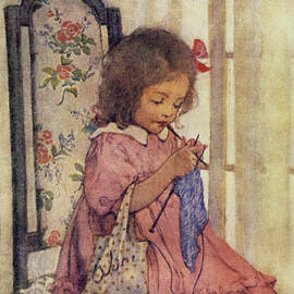Alice Knitting from A Child's Book of Modern Stories by Jessie Wilcox Smith