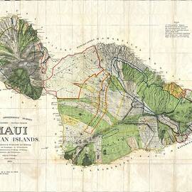 Antique Maps - Old Cartographic maps - Antique Map of Maui, Hawaii, 1885 by Studio Grafiikka