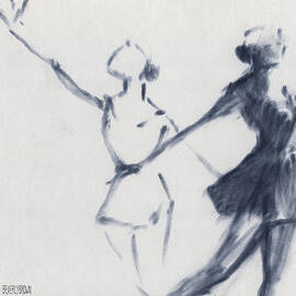 Ballet Sketch Two Dancers Mirror Image by Beverly Brown