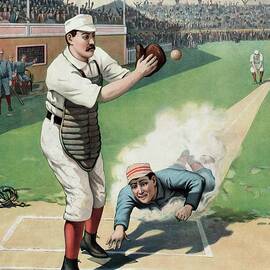 Baseball Play at the Plate by Vintage Sports
