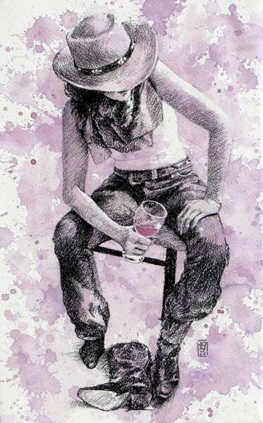 Wall Art - Drawing - Boots Off   Evening On by Debra Jones