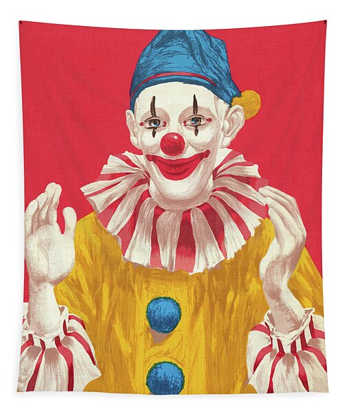 Clown With Hands Raised Tapestry