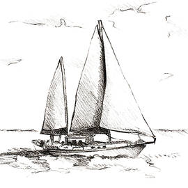 Coastal Boat Sketch Ii by Lanie Loreth