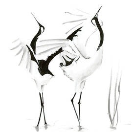 dancing cranes by Olga Tchefranov