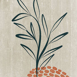 Dark Blue Botanical Lines by Sunny Art Prints