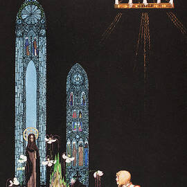 Kay Nielsen illustrations - The Giant Who Had No Heart in His Body, church on the island by Kay Nielsen