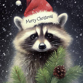 Merry Christmas Raccoon by Tina LeCour