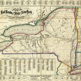 New York showing the stations distances and connections with other roads 1858 by Vintage Railroad Maps