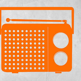 Orange Transistor Radio by Naxart Studio