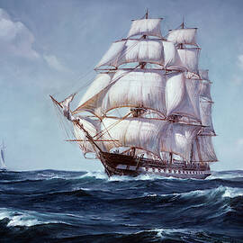 Painting Of The Square Rigged Frigate by Vintage Images