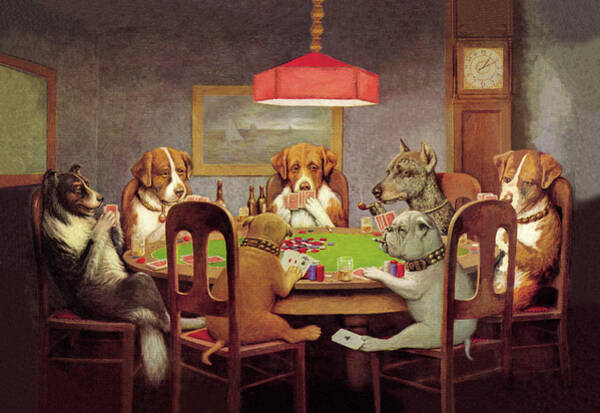 Wall Art - Drawing - Poker Dogs A Friend in Need, 1903 by CM Coolidge