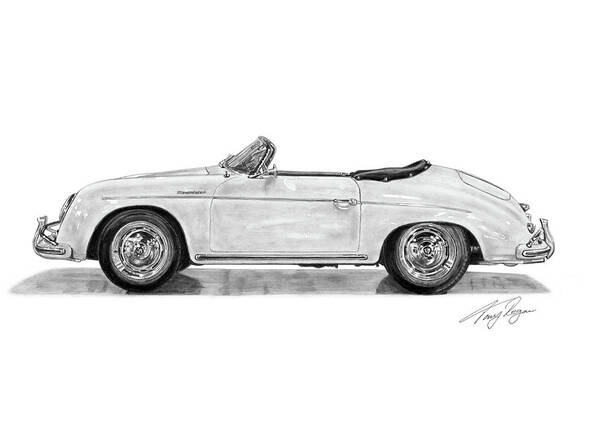 Wall Art - Drawing - Porsche 356A Speedster by Tony Regan