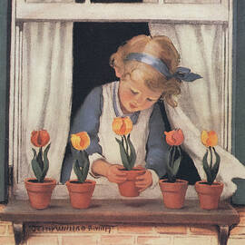 Potting Tulips from Good Housekeeping 1920s by Jessie Willcox Smith
