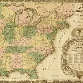 Railroad map of the United States 1858 by Vintage Railroad Maps