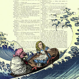Rowing Alice in Wonderland fantasy artwork by Madame Memento