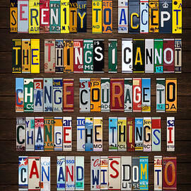 Serenity Prayer Reinhold Niebuhr Recycled Vintage American License Plate Letter Art by Design Turnpike
