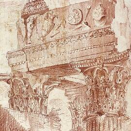 Sketch of Roman architectural fragment, 1786 by Marie-Joseph Peyre
