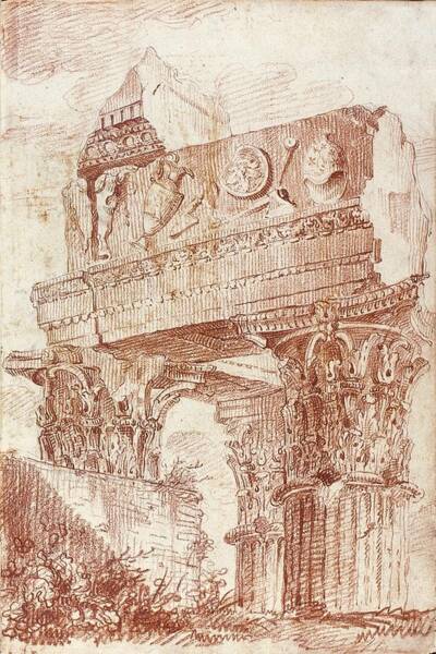 Wall Art - Drawing - Sketch of Roman architectural fragment, 1786 by Marie-Joseph Peyre