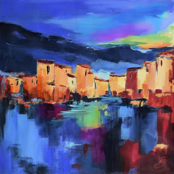 Sunset Over The Village Art Print