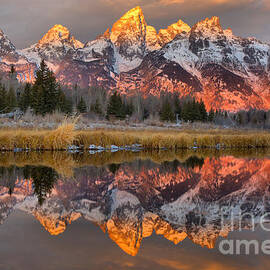 Teton Mountains Sunrise Rainbow by Adam Jewell
