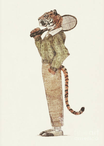 Wall Art - Drawing - Tiger Tennis Club by Mike Koubou