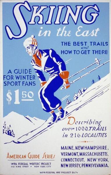 Wall Art - Drawing - WPA, Skiing in the East 1939 by Vintage Sports
